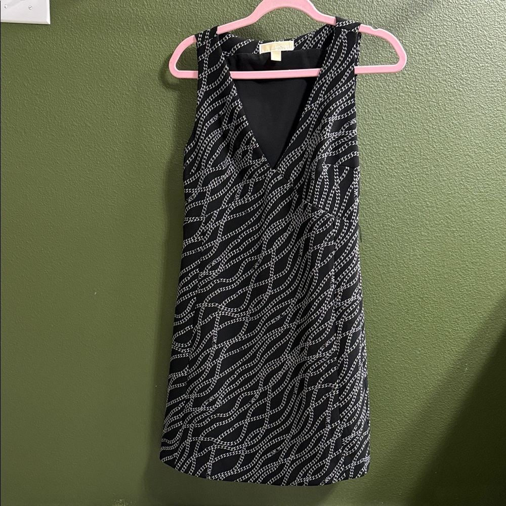 Michael Kors Black and White Chain Pattern Dress